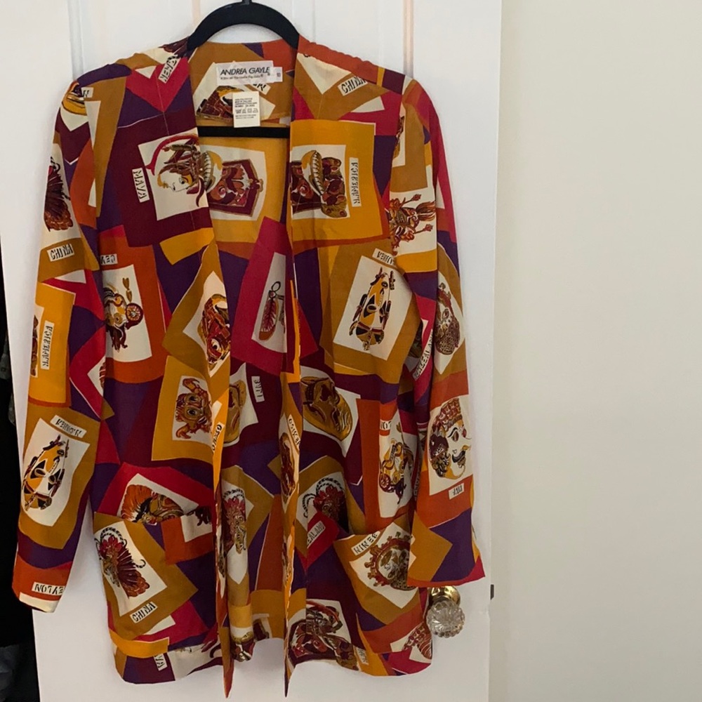 Colorful throw over jacket